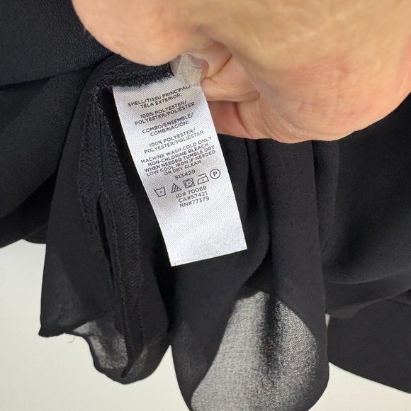 Ann Taylor Black Layered Blouse Sheer Sleeves in Small - Picture 8 of 9